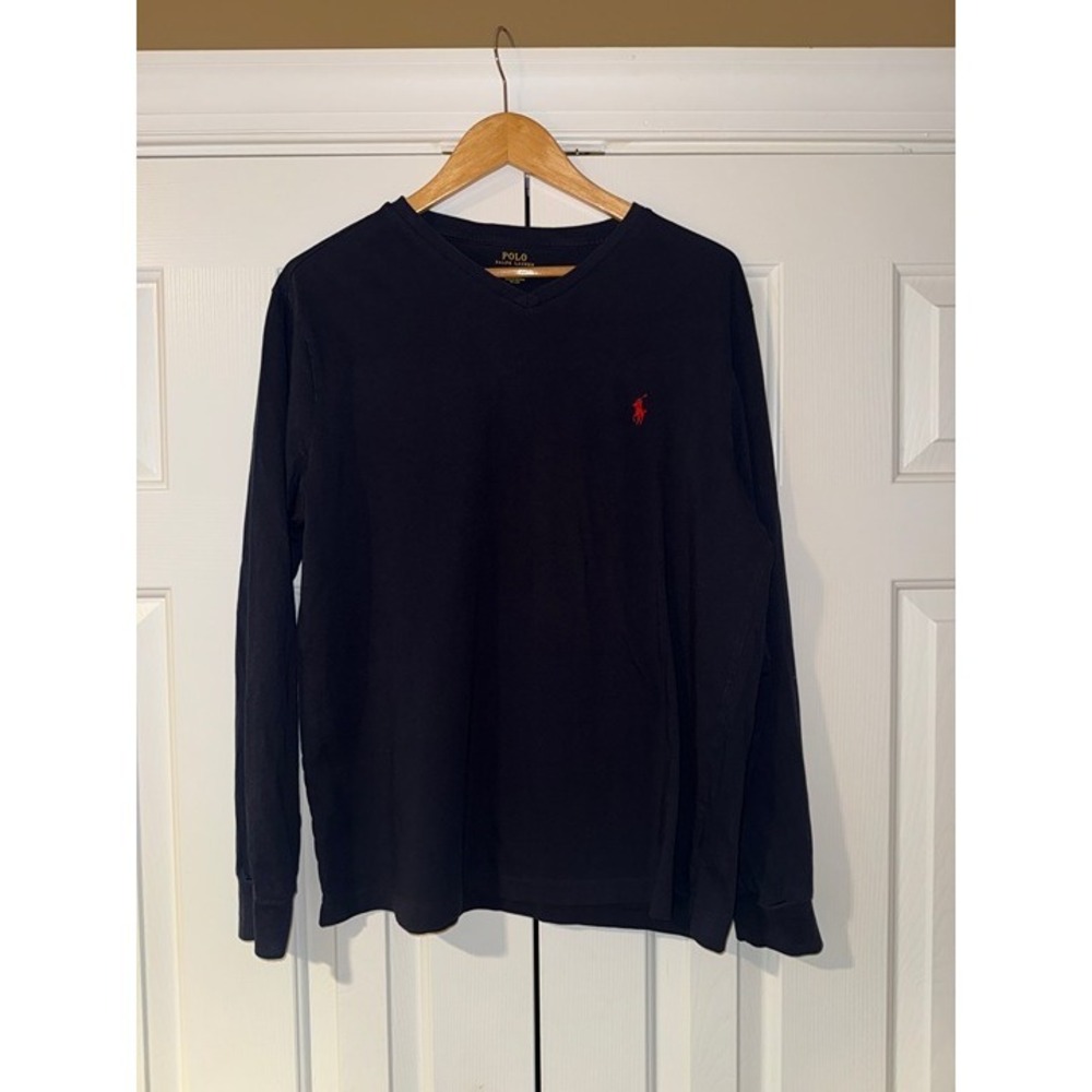 Previously Loved Navy Blue V-Neck POLO RALPH LAUREN Tshirt Size L